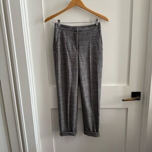 Black and White Plaid woven  trouser Pants with pockets